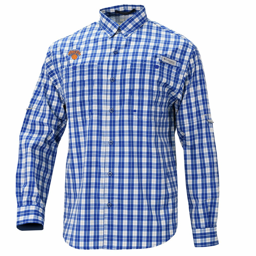 New York Knicks Super Tamiami Omni-Shade Long Sleeve Button-Down Shirt Blue - Columbia outlet