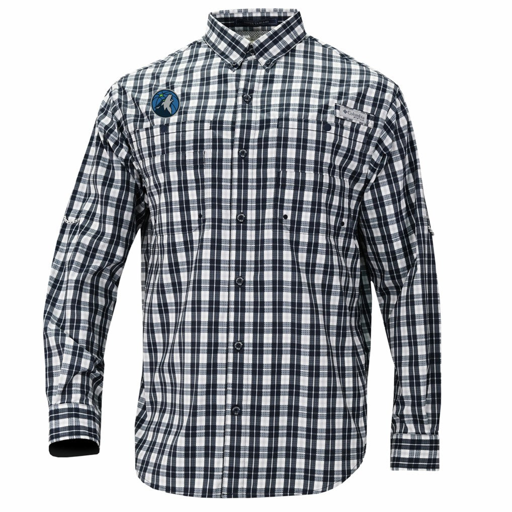 Minnesota Timberwolves Super Tamiami Omni-Shade Long Sleeve Button-Down Shirt Navy - Columbia outlet