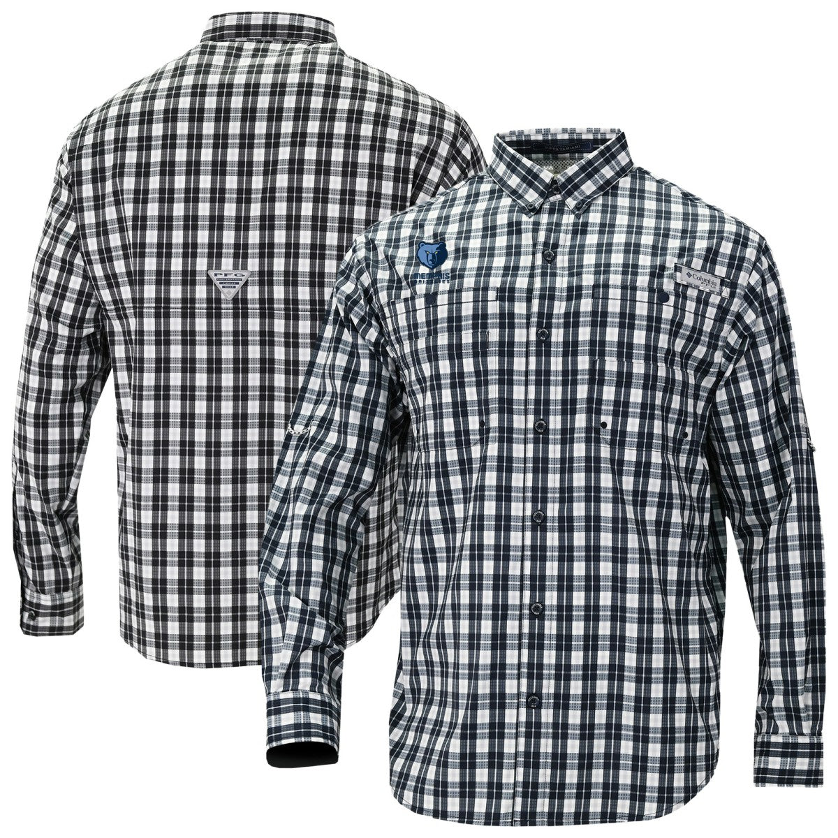 Memphis Grizzlies Super Tamiami Omni-Shade Long Sleeve Button-Down Shirt Navy - Columbia