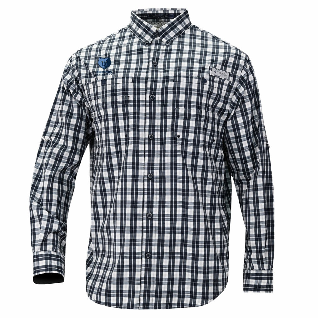 Memphis Grizzlies Super Tamiami Omni-Shade Long Sleeve Button-Down Shirt Navy - Columbia