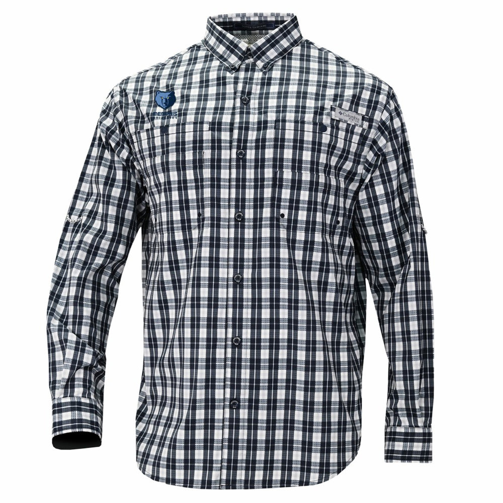Memphis Grizzlies Super Tamiami Omni-Shade Long Sleeve Button-Down Shirt Navy - Columbia