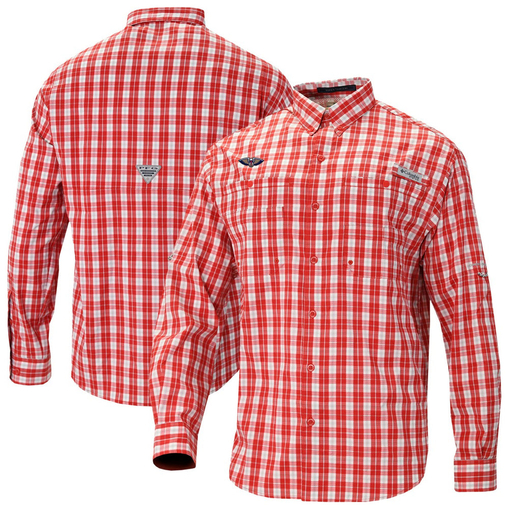 New Orleans Pelicans Super Tamiami Omni-Shade Long Sleeve Button-Down Shirt Red - Columbia outlet