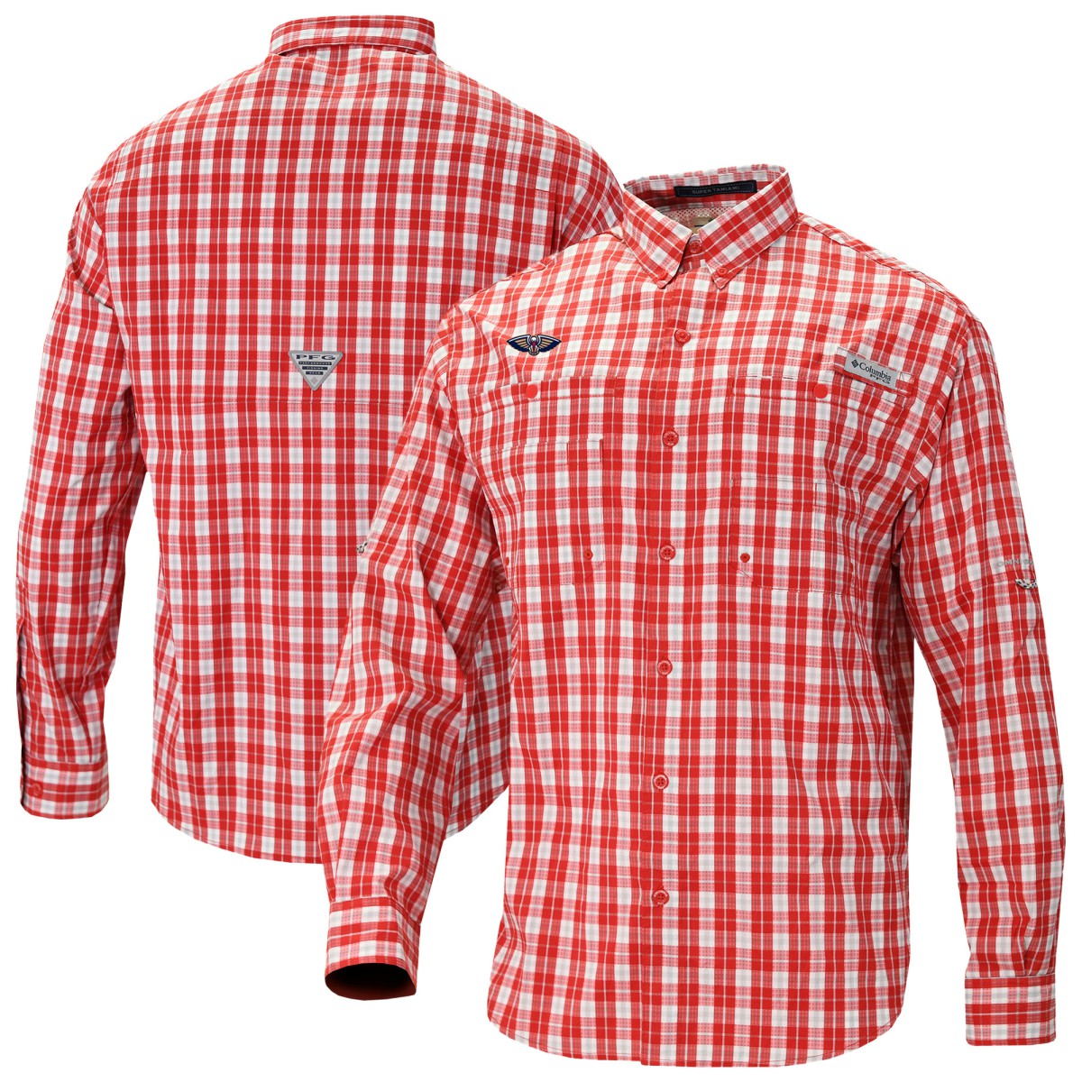 New Orleans Pelicans Super Tamiami Omni-Shade Long Sleeve Button-Down Shirt Red - Columbia outlet