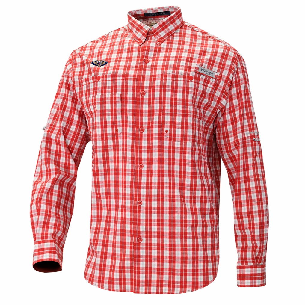 New Orleans Pelicans Super Tamiami Omni-Shade Long Sleeve Button-Down Shirt Red - Columbia outlet