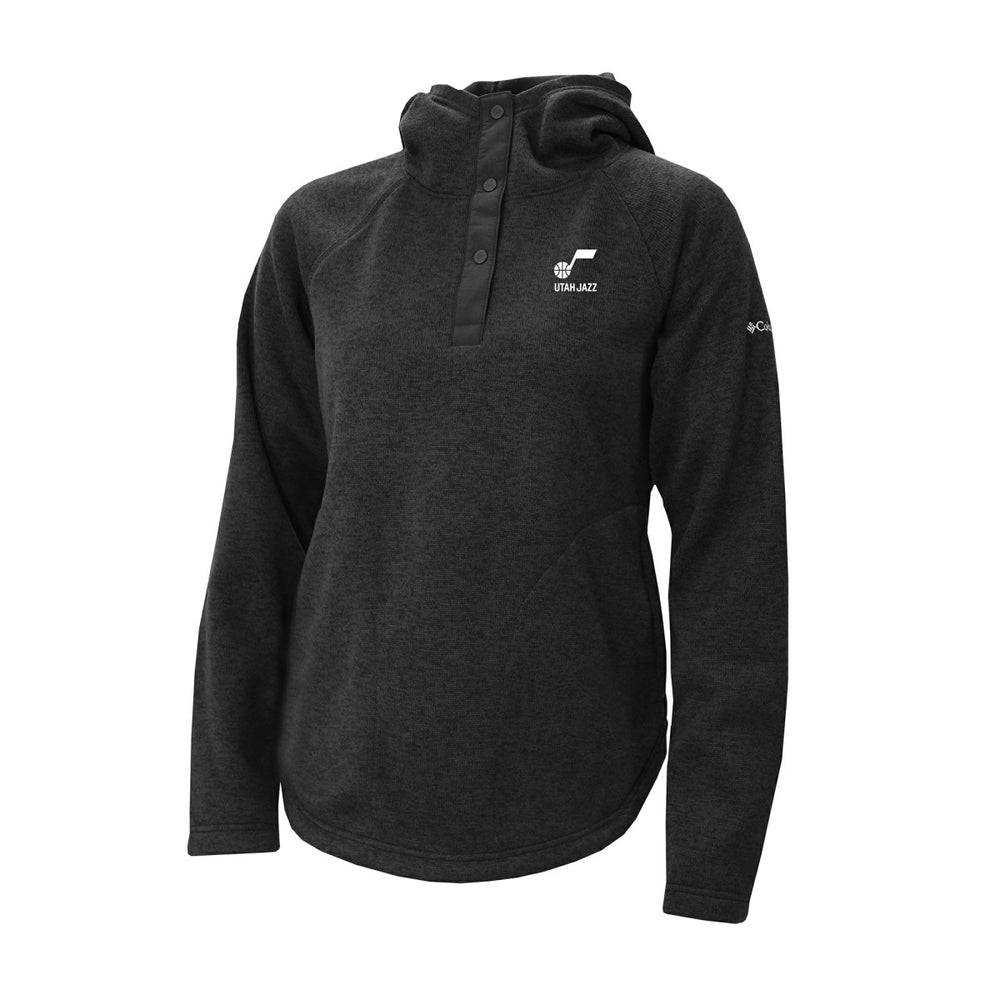 Utah Jazz Women's Sweater Weather Quarter-Snap Hoodie Black - Columbia