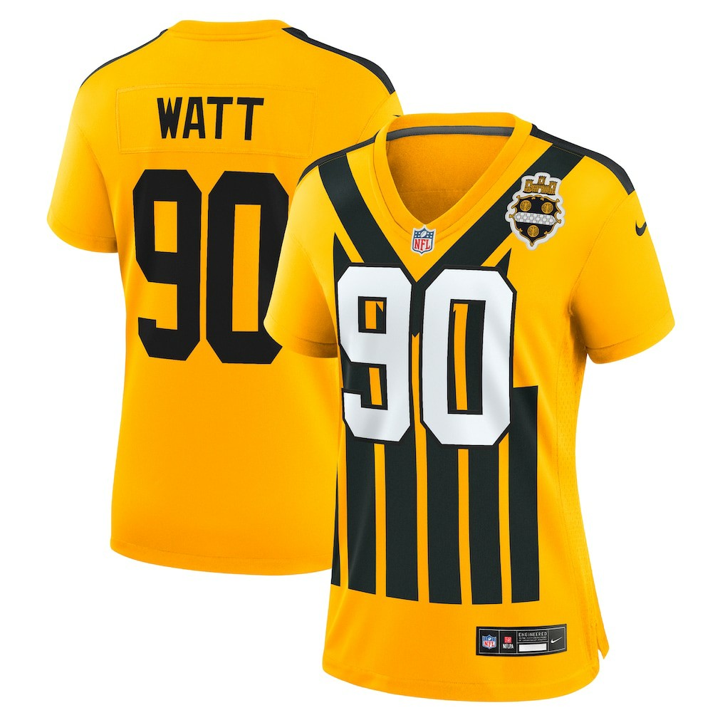 T.J. Watt Pittsburgh Steelers Women's Alternate 1933 Throwback Game Jersey - Gold Jerseys