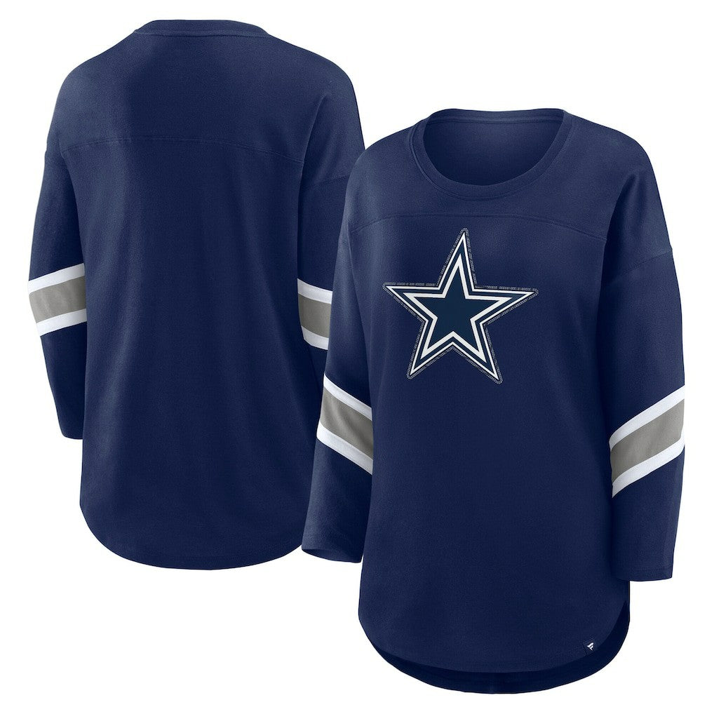 Dallas Cowboys Women's Redzone Bling 3/4-Sleeve T-Shirt - Navy T-shirts