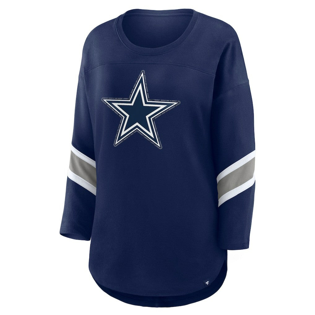 Dallas Cowboys Women's Redzone Bling 3/4-Sleeve T-Shirt - Navy T-shirts