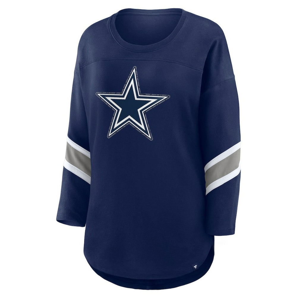 Dallas Cowboys Women's Redzone Bling 3/4-Sleeve T-Shirt - Navy T-shirts