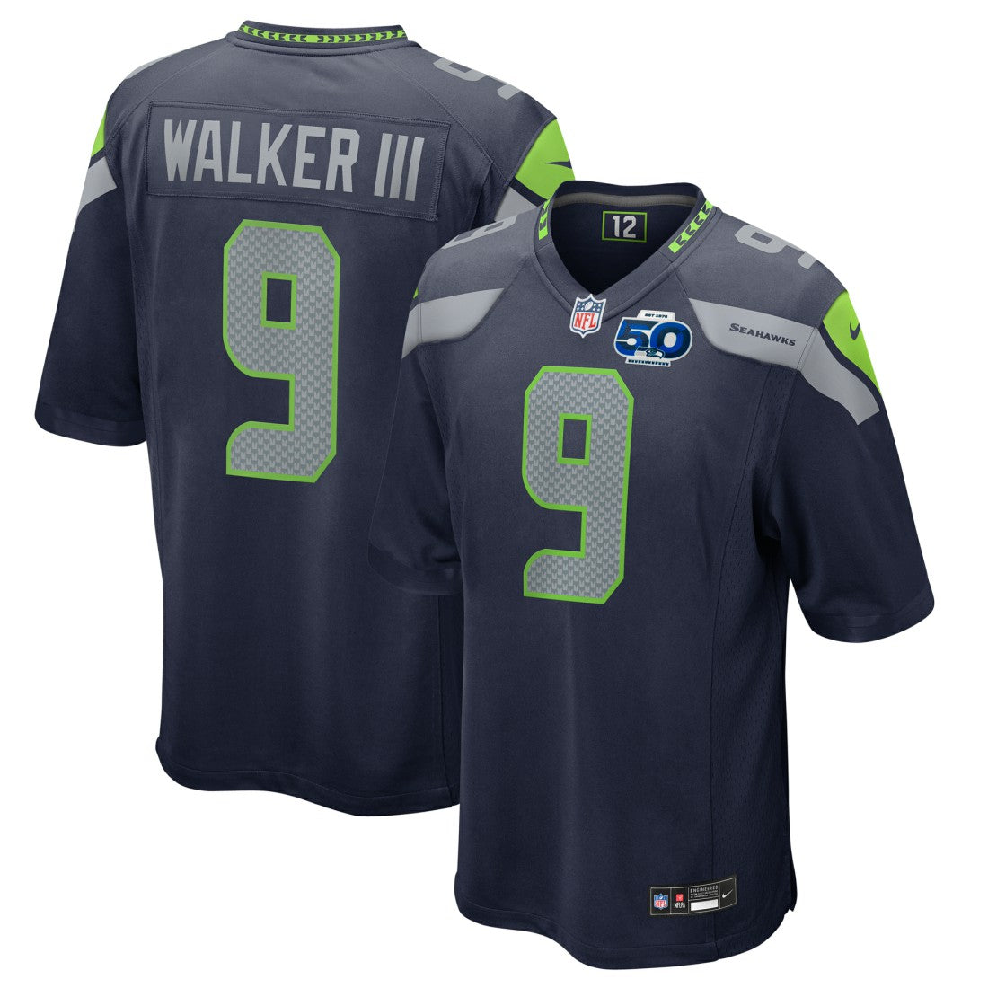 Kenneth Walker III Seattle Seahawks 50th Season Game Jersey - College Navy Jerseys