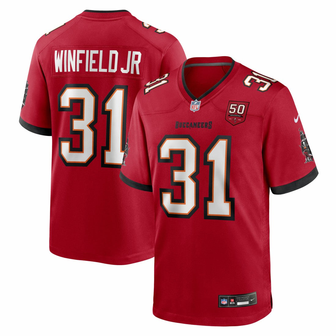 Antoine Winfield Jr. Tampa Bay Buccaneers 50th Season Team Game Jersey - Red Jerseys