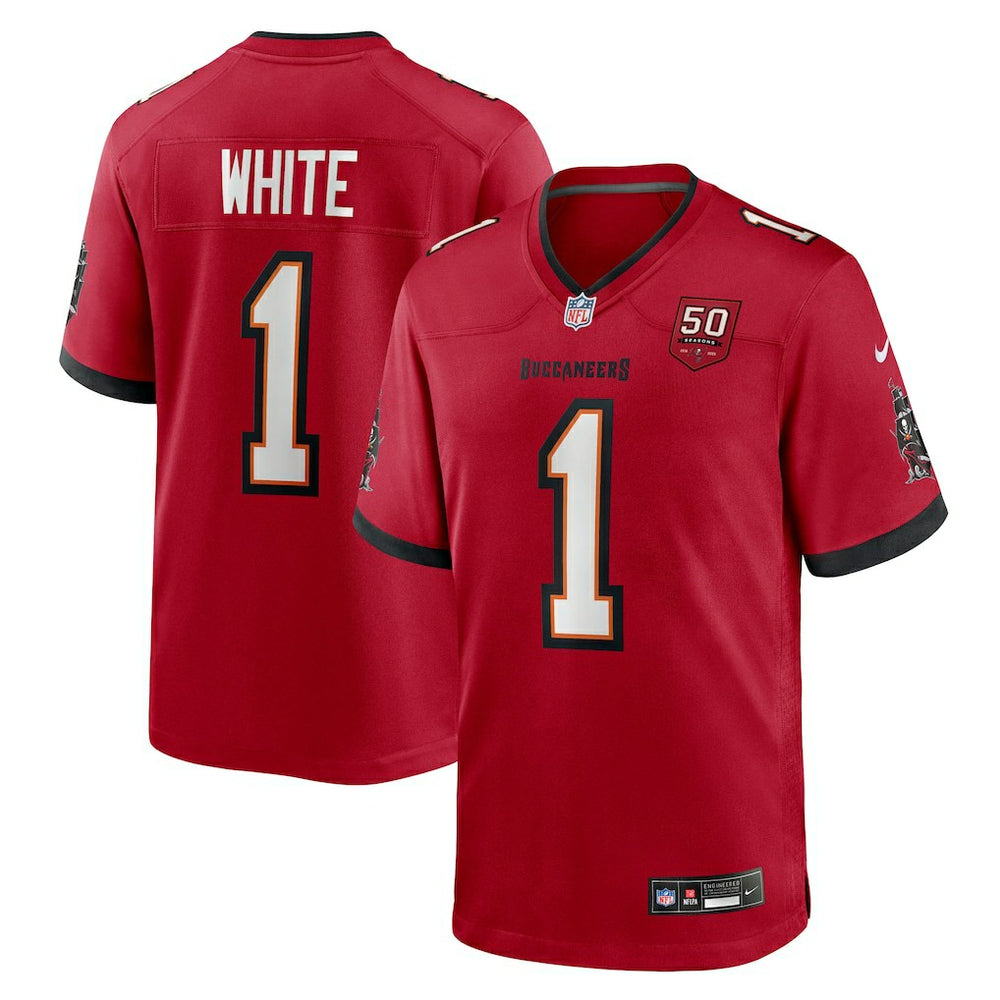 Rachaad White Tampa Bay Buccaneers 50th Anniversary Team Game Jersey - Red Jerseys