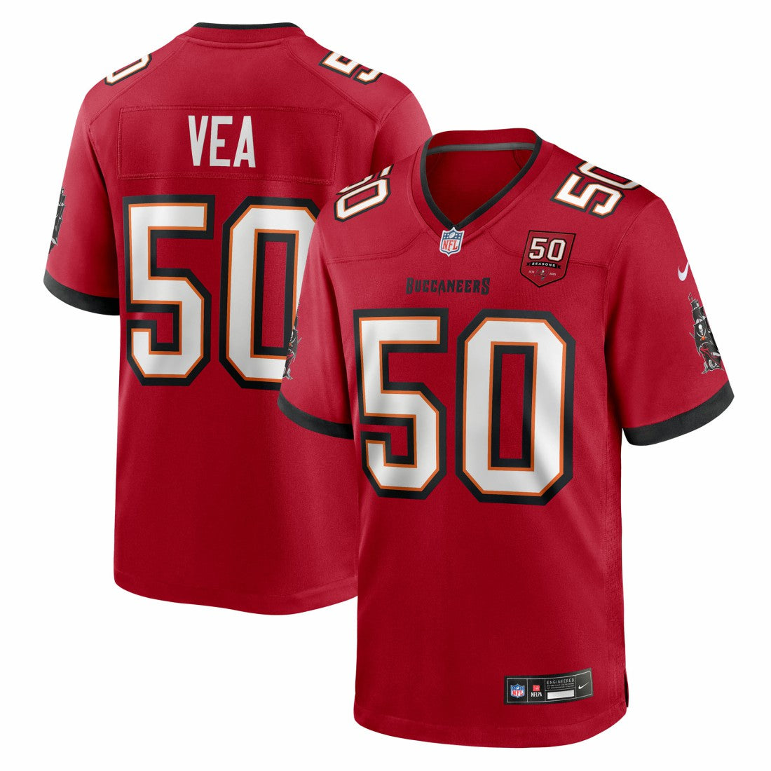 Vita Vea Tampa Bay Buccaneers 50th Season Team Game Jersey - Red Jerseys