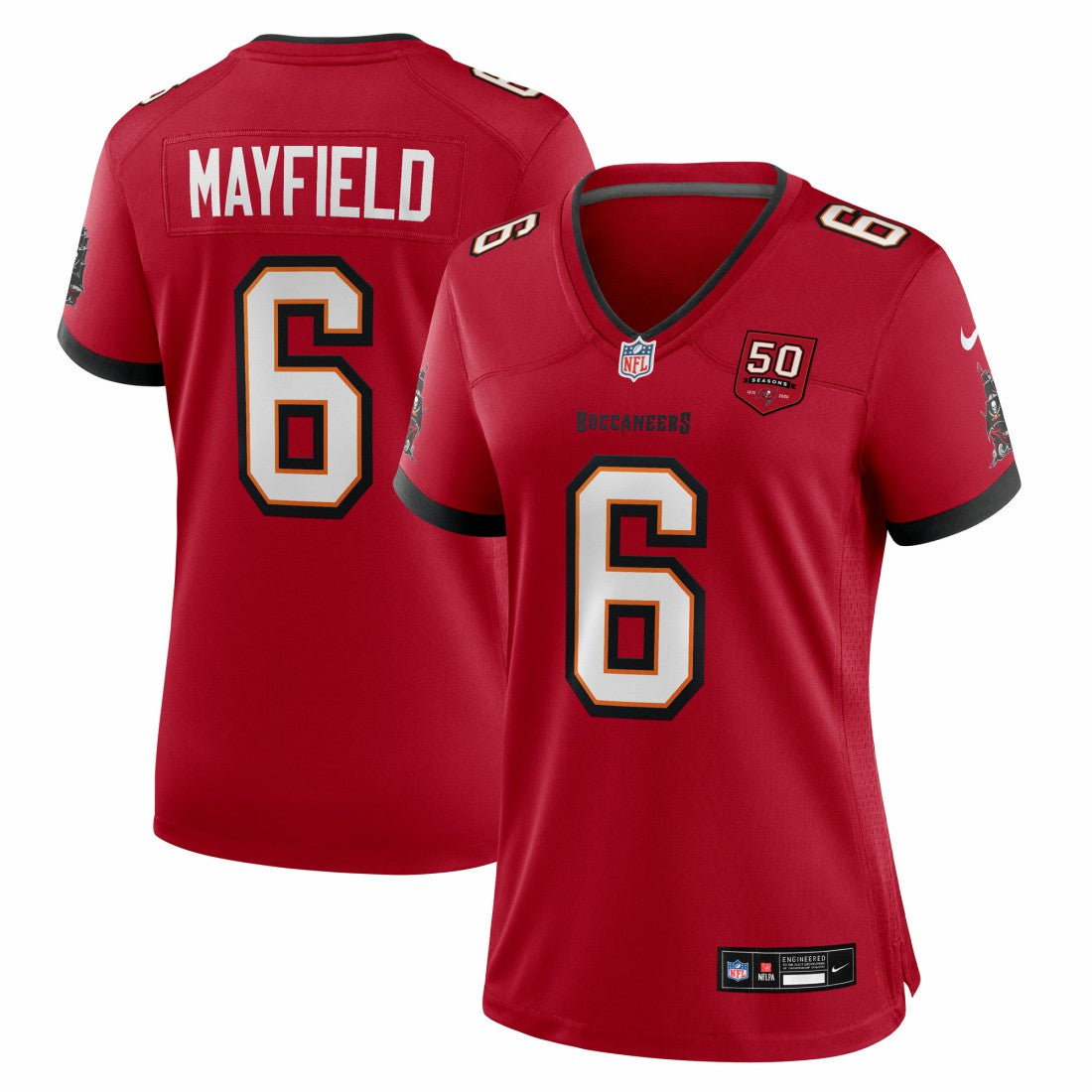 Baker Mayfield Tampa Bay Buccaneers Women's 50th Season Team Game Jersey - Red Jerseys