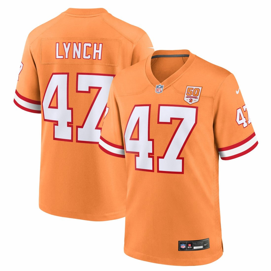 John Lynch Tampa Bay Buccaneers 50th Season Game Jersey - Creamsicle Jerseys