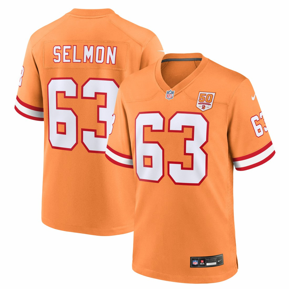 Lee Roy Selmon Tampa Bay Buccaneers 50th Season Game Jersey - Creamsicle Jerseys