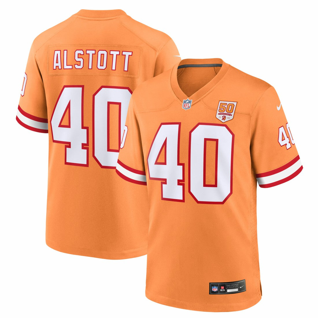 Mike Alstott Tampa Bay Buccaneers 50th Season Game Jersey - Creamsicle Jerseys