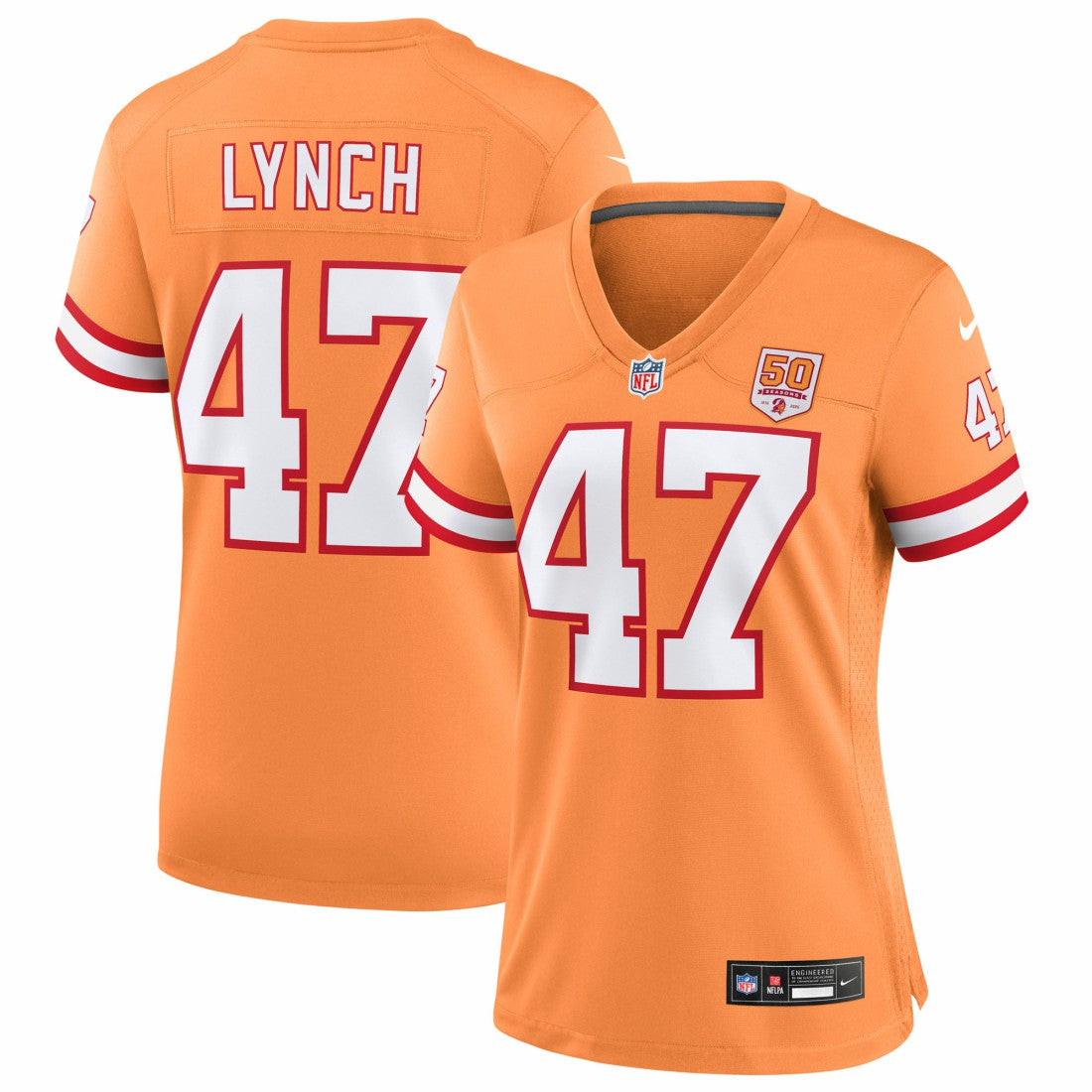 John Lynch Tampa Bay Buccaneers Women's 50th Season Game Jersey - Creamsicle Jerseys