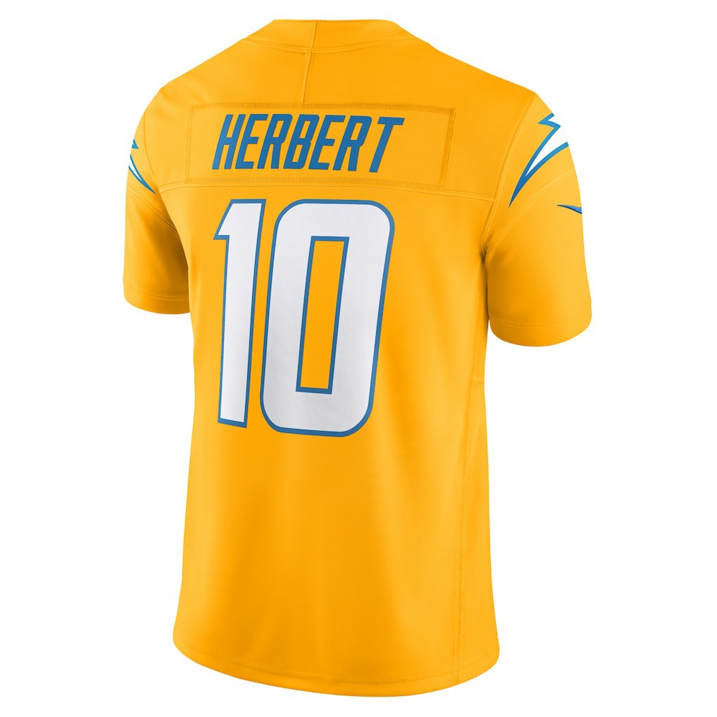 Justin Herbert Los Angeles Chargers Alternate Charger Power Vapor F.U.S.E. Limited Jersey - Gold Jerseys