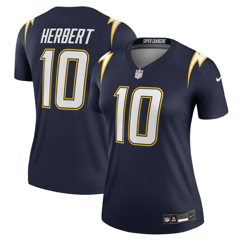 Justin Herbert Los Angeles Chargers Women's Alternate Super Chargers Legend Player Performance Top - Navy Tops