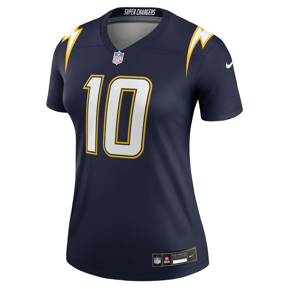 Justin Herbert Los Angeles Chargers Women's Alternate Super Chargers Legend Player Performance Top - Navy Tops
