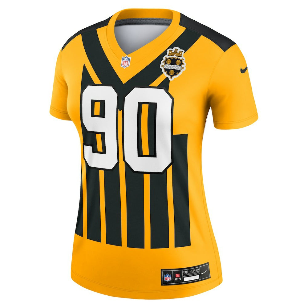 T.J. Watt Pittsburgh Steelers Women's Alternate 1933 Throwback Legend Player Performance Top - Gold Tops