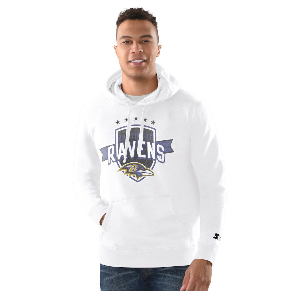 Baltimore Ravens Starter Vintage Pullover Hoodie - White Hoodies