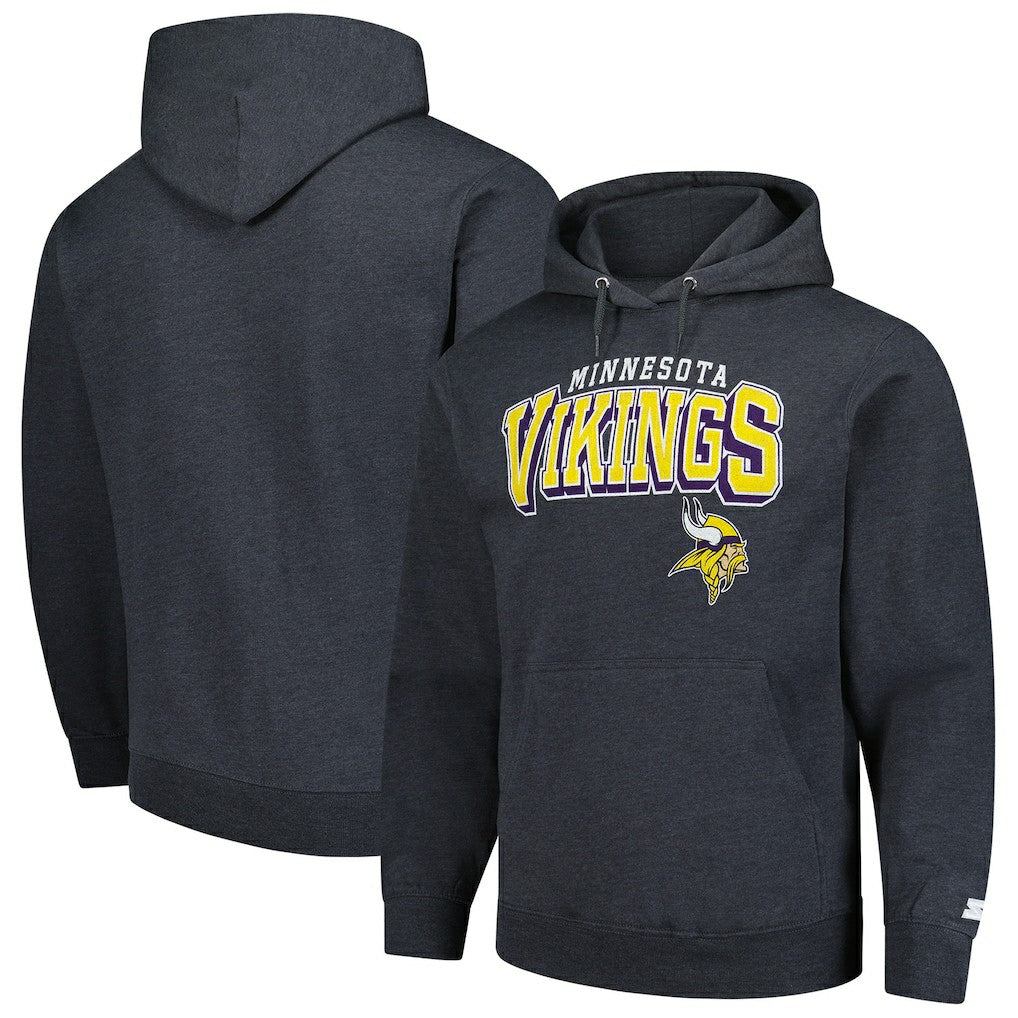 Minnesota Vikings Starter Vintage Pullover Hoodie - Charcoal Hoodies