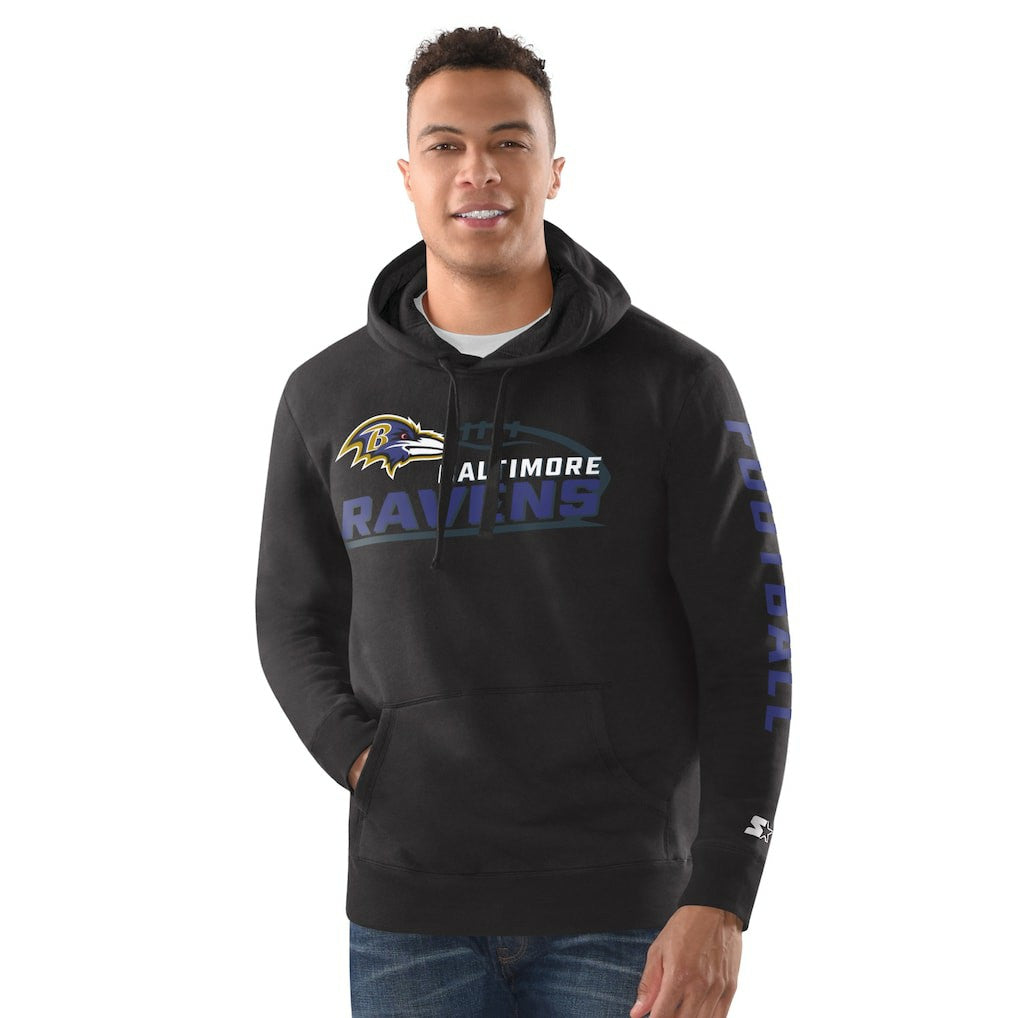 Baltimore Ravens Starter Vintage Pullover Hoodie - Black Hoodies
