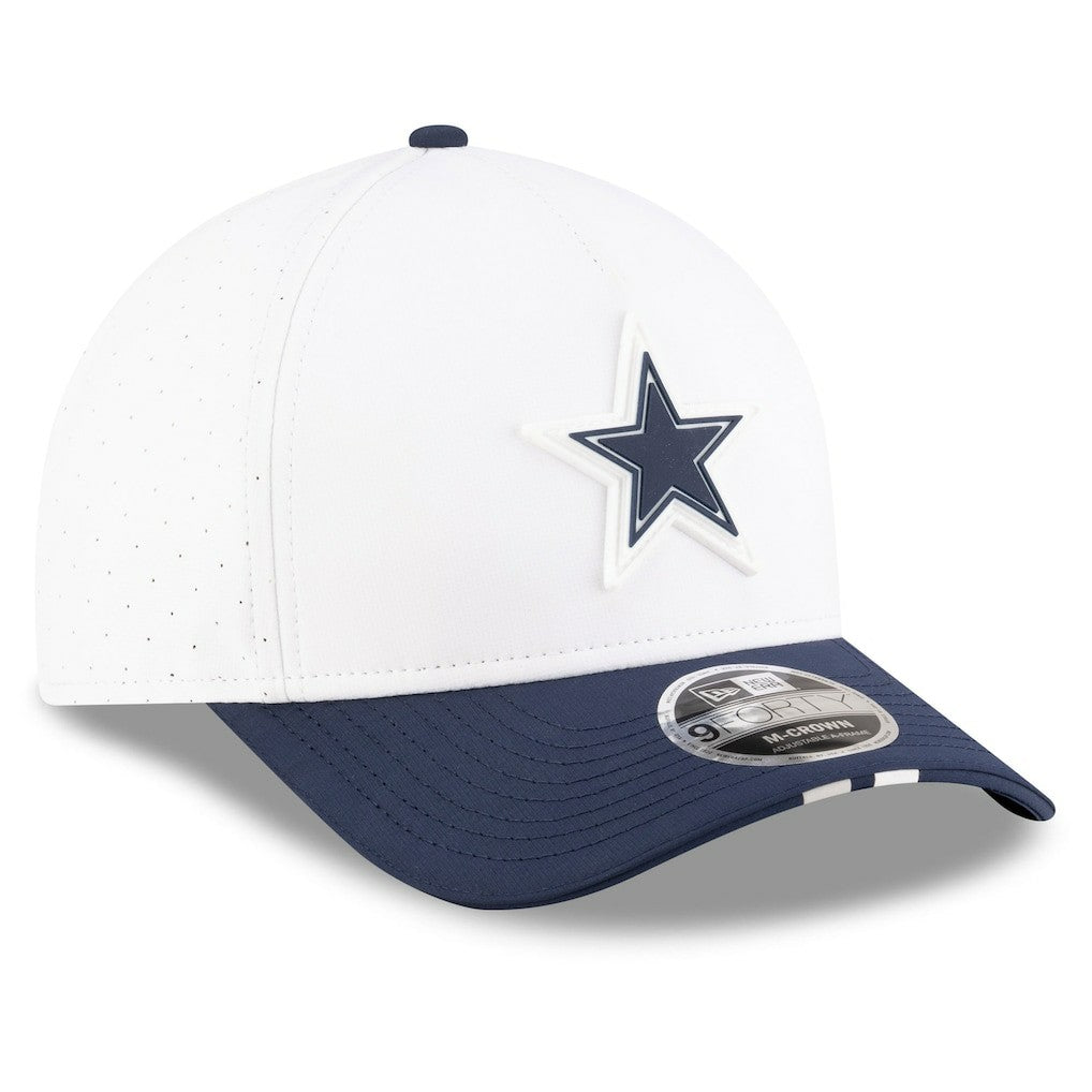 Dallas Cowboys New Era 2025 NFL Training Camp A-Frame 9FORTY Adjustable Hat - White/Navy Hats