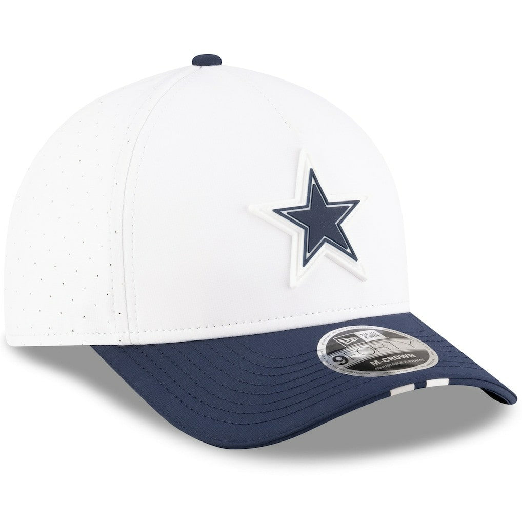 Dallas Cowboys New Era Youth 2025 NFL Training Camp A-Frame 9FORTY Adjustable Hat - White/Navy Hats