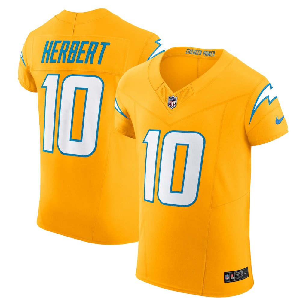 Justin Herbert Los Angeles Chargers Alternate Charger Power Vapor F.U.S.E. Elite Jersey - Gold Jerseys