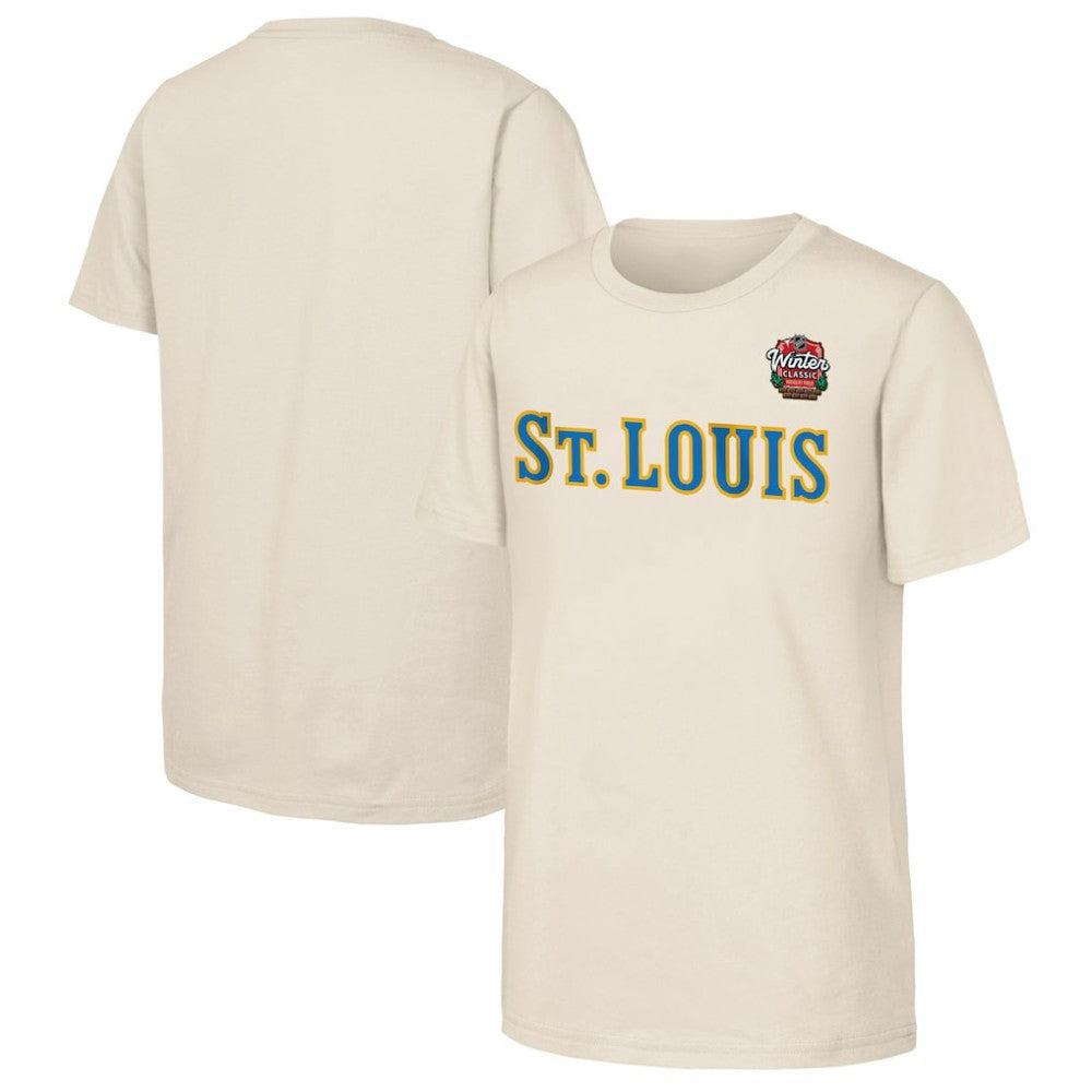 St. Louis Blues Youth 2025 NHL Winter Classic Primary Logo T-Shirt - Tan | US 202525304