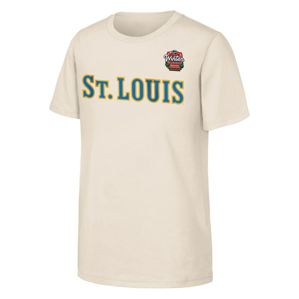 St. Louis Blues Youth 2025 NHL Winter Classic Primary Logo T-Shirt - Tan | US 202525304