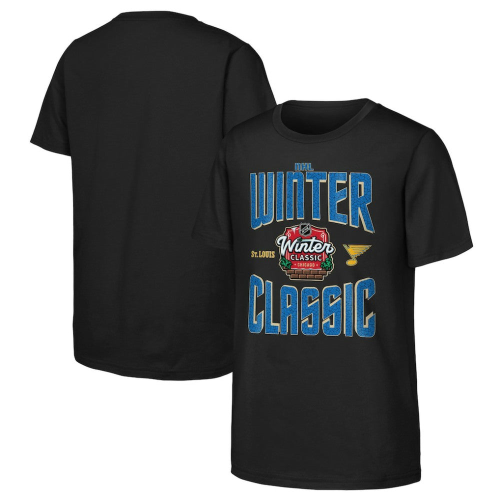 St. Louis Blues Youth 2025 NHL Winter Classic Game Day T-Shirt - Black | US 202525306