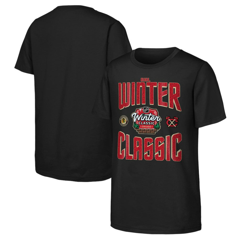 Chicago Blackhawks Youth 2025 NHL Winter Classic Game Day T-Shirt - Black | US 202525307