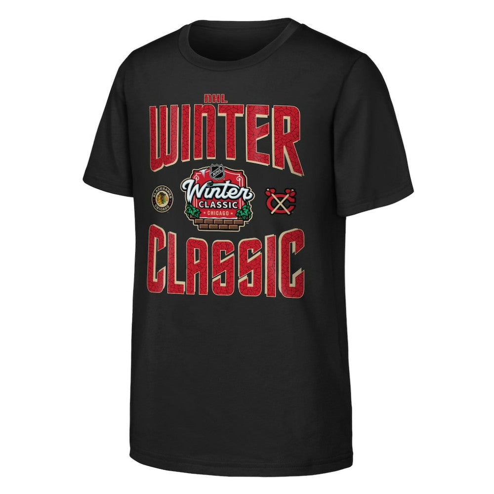 Chicago Blackhawks Youth 2025 NHL Winter Classic Game Day T-Shirt - Black | US 202525307