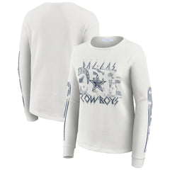 Dallas Cowboys WEAR by Erin Andrews Women's Graphic Waffle Long-Sleeve T-Shirt - White T-shirts
