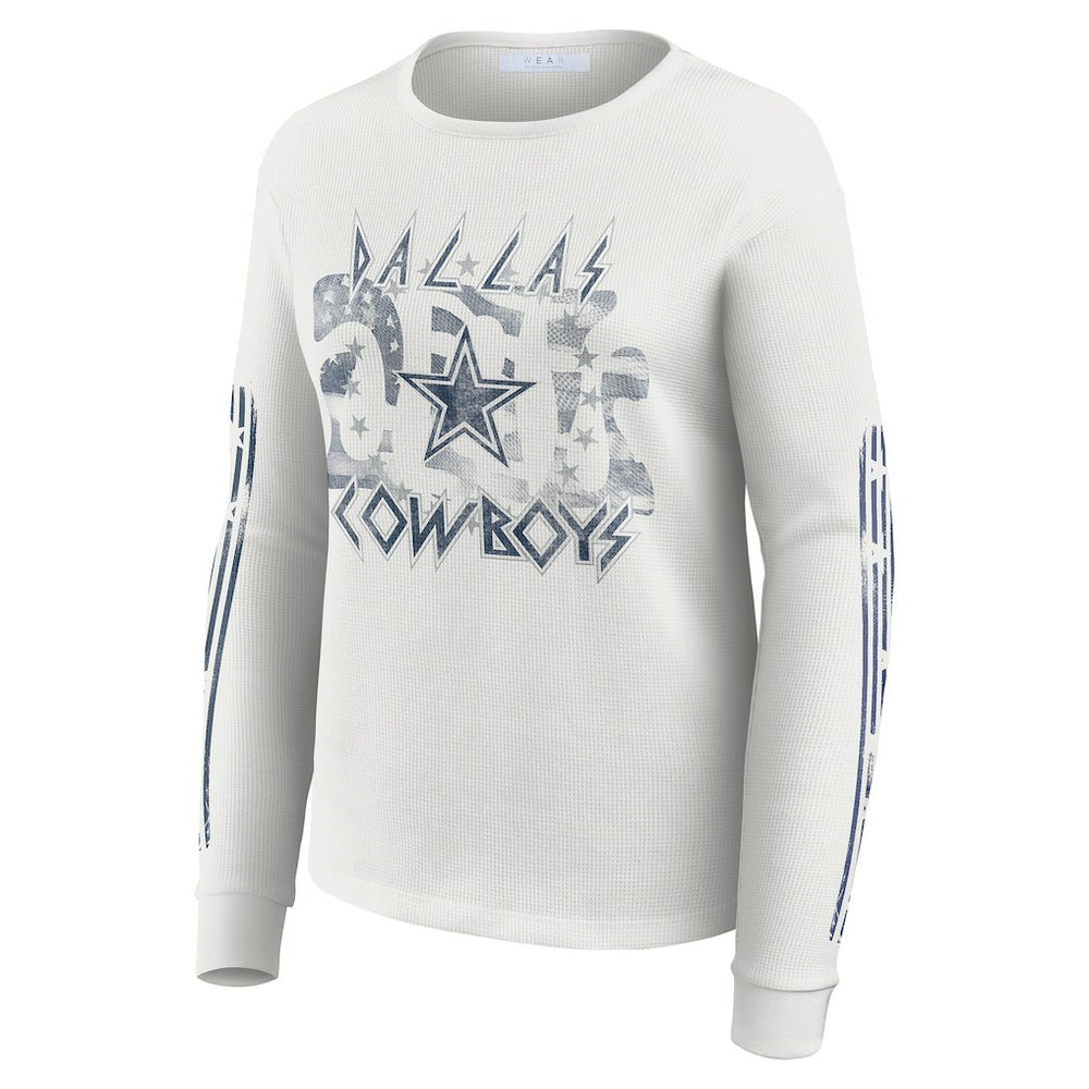 Dallas Cowboys WEAR by Erin Andrews Women's Graphic Waffle Long-Sleeve T-Shirt - White T-shirts