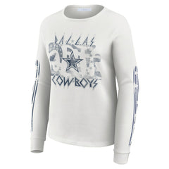 Dallas Cowboys WEAR by Erin Andrews Women's Graphic Waffle Long-Sleeve T-Shirt - White T-shirts