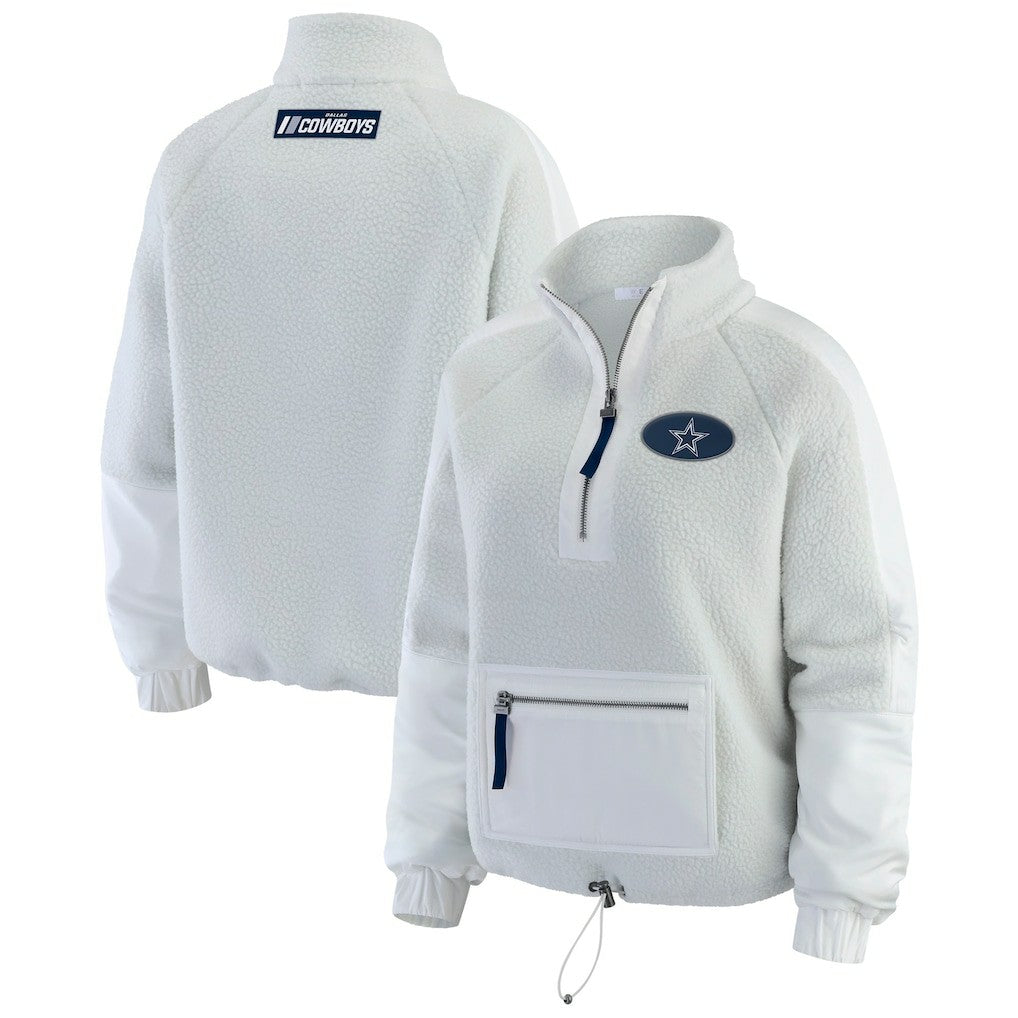 Dallas Cowboys WEAR by Erin Andrews Women's Polar Fleece Half-Zip Jacket - White Jackets