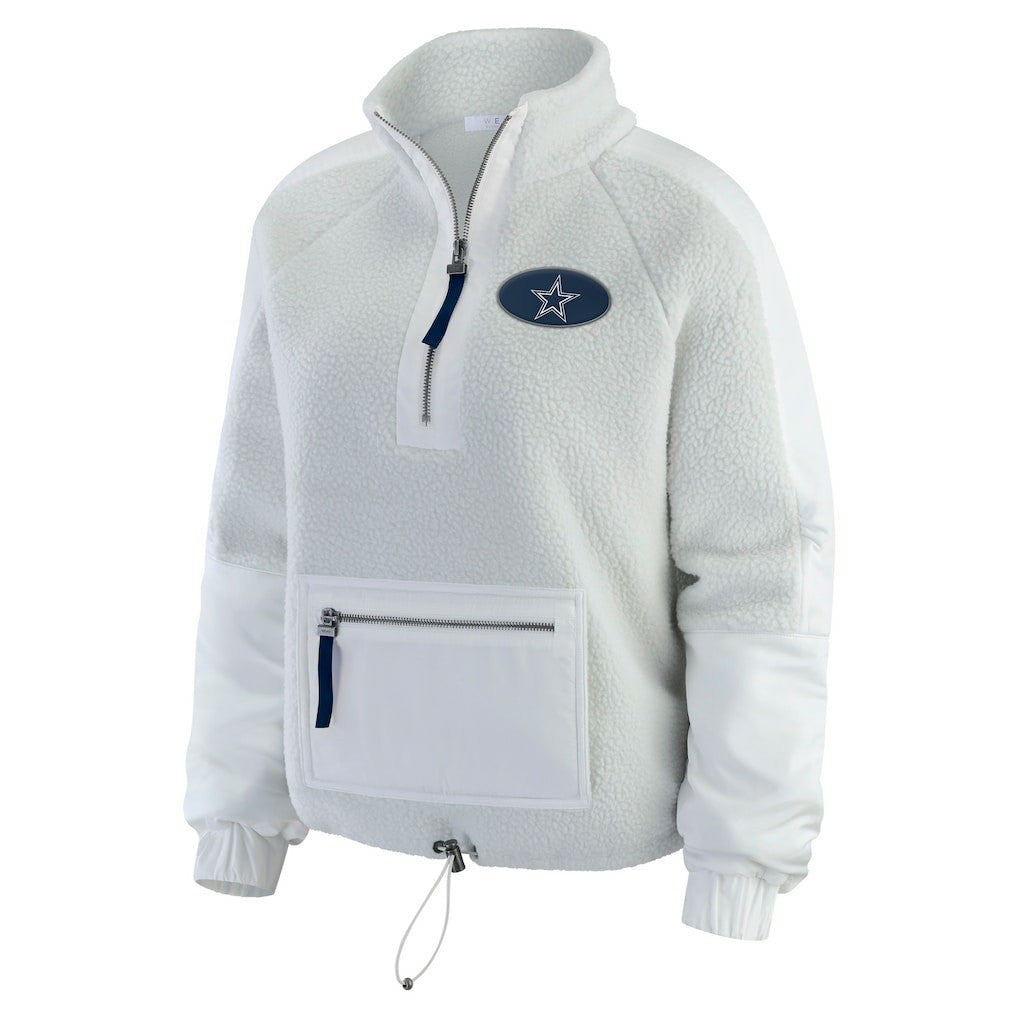 Dallas Cowboys WEAR by Erin Andrews Women's Polar Fleece Half-Zip Jacket - White Jackets