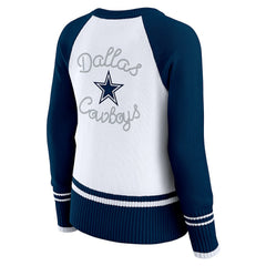 Dallas Cowboys WEAR by Erin Andrews Women's Colorblock Raglan Sweater - White/Navy