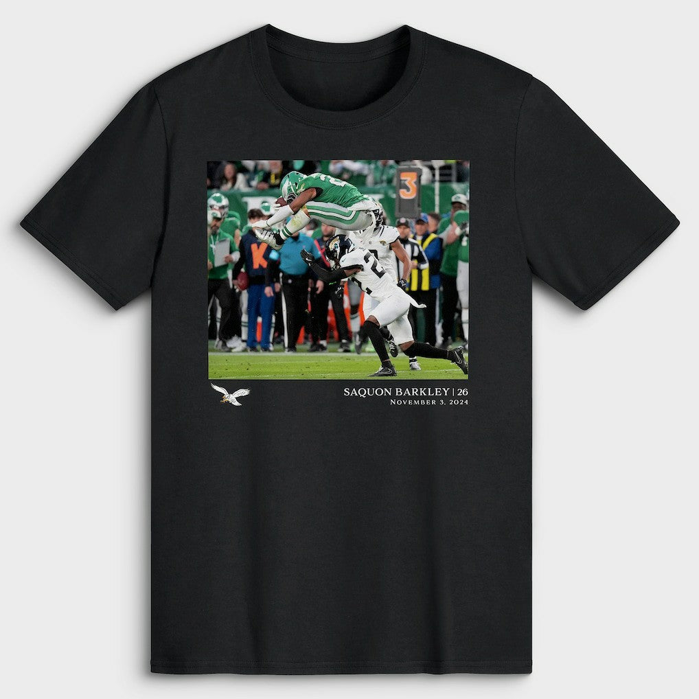 Saquon Barkley Philadelphia Eagles NFL Flash Features Week 9 T-Shirt - Black T-shirts