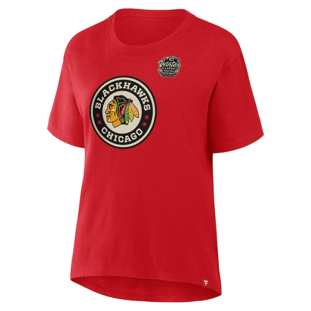 Chicago Blackhawks Fanatics Women's 2025 Winter Classic Primary Logo T-Shirt - Athletic Red | US 202530596