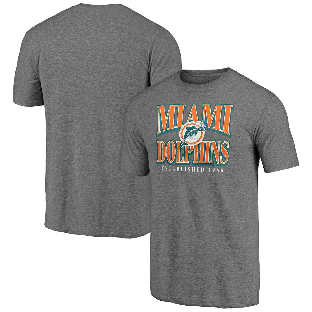 Miami Dolphins Vintage Tri-Blend T-Shirt - Heather Gray T-shirts