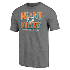 Miami Dolphins Vintage Tri-Blend T-Shirt - Heather Gray T-shirts