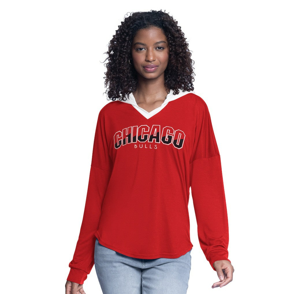 Chicago Bulls G-III 4Her by Carl Banks Women's Bench Player Oversized Long Sleeve Hooded Top Red outlet