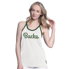 Milwaukee Bucks G-III 4Her by Carl Banks Women's Curveball Racerback Scoop Neck Slub Tank Top White