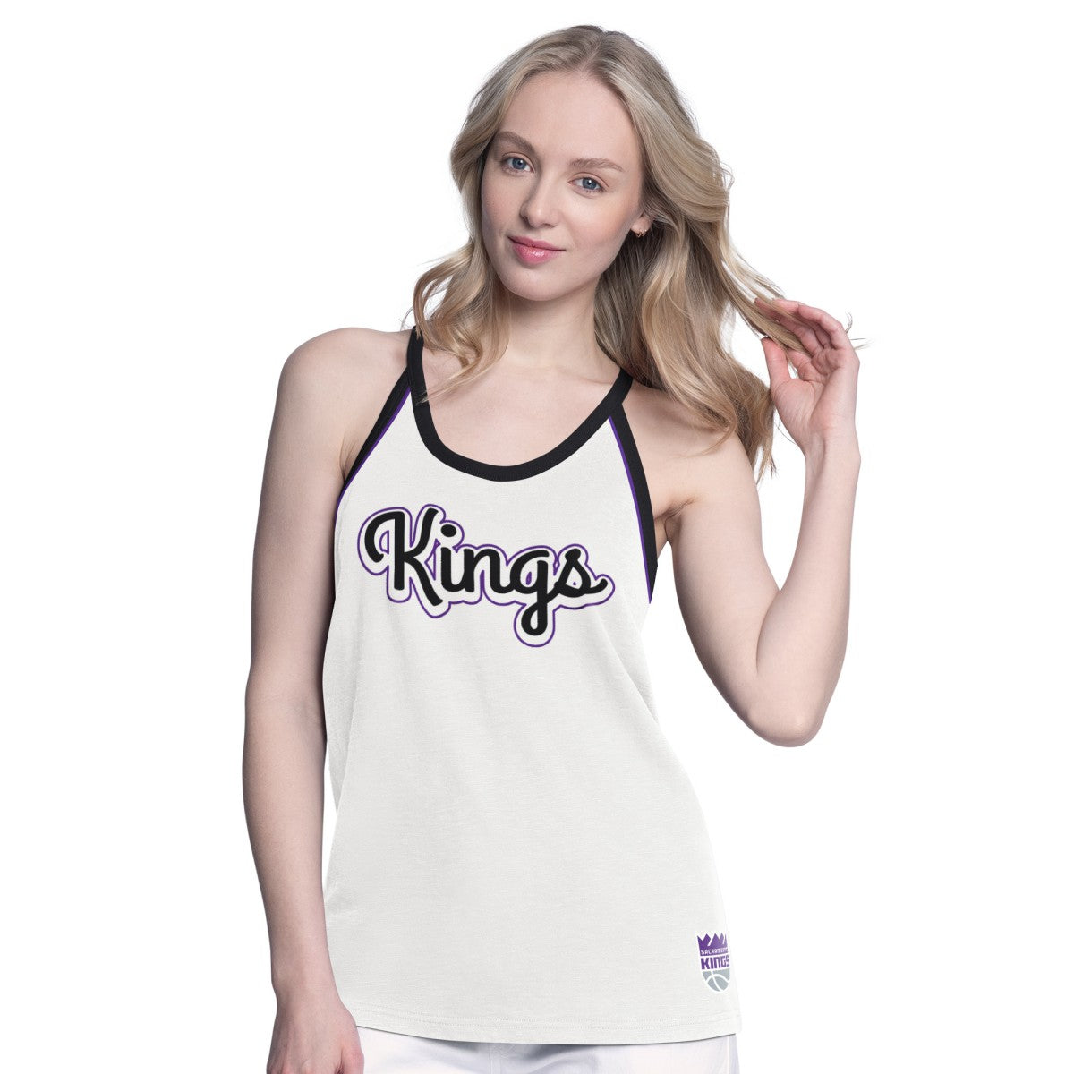 Sacramento Kings G-III 4Her by Carl Banks Women's Curveball Racerback Scoop Neck Slub Tank Top White